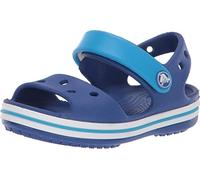 Crocs Crocband Sandals, Unisex-Kids Sandals, Lightweight and with Secure Fit, in Cerulean Blue/Ocean Strap and Stripe Detail, 5 UK Child