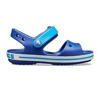 Crocs Crocband Sandals, Unisex-Kids Sandals, Lightweight and with Secure Fit, in Cerulean Blue/Ocean Strap and Stripe Detail, 5 UK Child