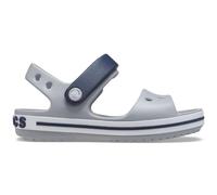Crocs Crocband Sandals, Unisex-Kids Sandals, Lightweight and with Secure Fit, in Light Grey/Navy Strap and Stripe Detail, Size J3 UK