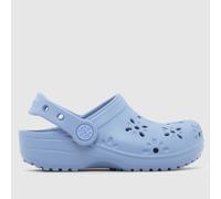 Crocs Girls Classic Clog Sandals in Blue, Floral Cut Out, Size: 12 UK 12 (EU 30)