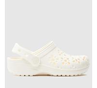 Crocs Girls Classic Clog Sandals in Cream, Floral Cut Out, Size: 12 UK 12 (EU 30)