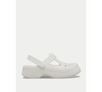 Crocs Girls Classic Mary Jane Slip On Clogs - 13 S - Cream, Black,Cream