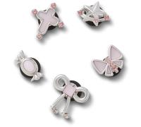 Crocs Jibbitz Charms, Silver and Pink 5 Pack
