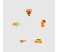 Crocs Jibbitz Favorite Foods Shoe Charms 5 Pack in Orange & White, Printed One Size