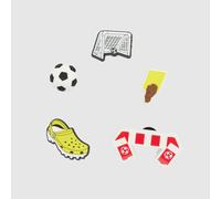 Crocs Jibbitz Football Team 5 Pack in Yellow & Red One Size