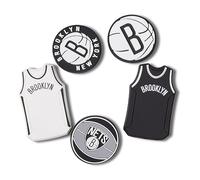 Crocs Jibbitz Shoe Charms, NBA Basketball Teams Sports Collection Multi Packs, Brooklyn Nets, Pack Of 5