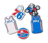 Crocs Jibbitz Shoe Charms, NBA Basketball Teams Sports Collection Multi Packs, Philadelphia 76ers, Pack Of 5
