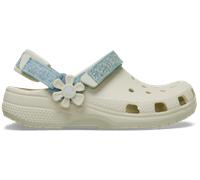 Crocs | Kids | Classic Denim Flower Adjustable Backstrap | Clogs | Summit White | J4