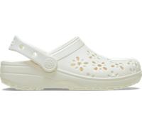 Crocs Unisex-Child Classic Clogs with Floral Cut Out Design, Kids and Toddler Shoes, Chalk, 5 UK