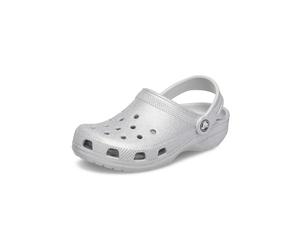Crocs Kids' Classic Glitter Clog Silver Glitter Size 3 UK Child