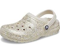 Crocs Kid's Classic Lined Glitter Clog, Stucco, 6 Big Kid