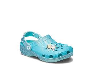 Crocs Kids Frozen Elsa Classic Croc, Blue, Size 1 Older Blue