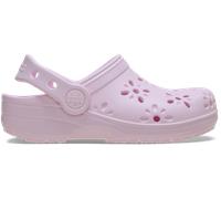 Crocs Unisex-Child Classic Clogs with Floral Cut Out Design, Kids and Toddler Shoes, Pink Milk, 6 UK Child