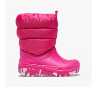 Crocs Kids Unisex 207684-6X0 CLASSIC NEO PUFF Boots Candy Pink Textile - Size UK 2