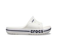 Crocs Mens Bayabnd Wordmark Open Toe Slides in White/Navy - Size UK 11