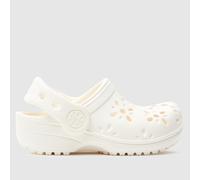 Crocs Off-White Classic Floral Cut Out Clog Girls Toddler Sandals UK 10 (EU 28)