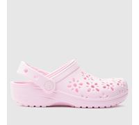 Crocs Pale Pink Classic Floral Cut Out Clog Girls Junior Sandals UK 1 (EU 33)