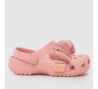 Crocs Pale Pink Classic Velvet Bow Clog Girls Junior Sandals UK 13
