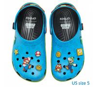 Crocs Super Mario Classic Clog Blue 6 Jibbitz Charms Limited Sandals Size 23.0