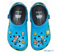 Crocs Super Mario Classic Clog Blue 6 Jibbitz Charms Limited Sandals Size 29.0