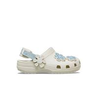 Crocs Toddler Classic Denim Flower Adjustable Backstrap Clog, White, Size 7 Younger White