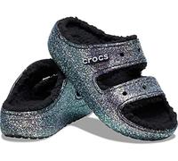 Crocs Unisex-Adult Classic Cozzzy Platform Sandals | Fuzzy Slippers Slide, Black/Multi, 5 Women/3 Men
