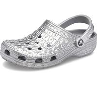 Crocs Unisex-Adult Classic Crocskin Clogs, Silver Metallic, 10 UK Men / 12 UK Women