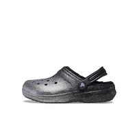 Crocs Unisex Adult, Classic Glitter Lined Clog, Black/Silver, 6 UK Men/ 7 UK Women