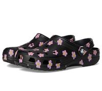 Crocs Unisex-Adult Classic Graphic Clogs, Black/Flowers, 9 Women/7 Men