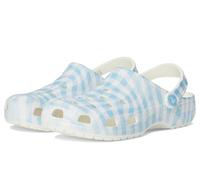 Crocs Unisex-Adult Classic Graphic Clogs, White/Blue 1, 10 Women/8 Men