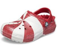 Crocs Unisex-Adult Classic Lined Holiday Charm Clog, White/Red, 12 Little Kid