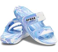 Crocs Unisex-Adult Men's and Women's Classic Marbled Tie Dye Clog, White/Oxygen, 16 Women/14 Men