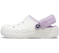 Crocs Unisex Baya Lined Fuzz Strap Clogs, Fuzzy Slippers, White/Lavender, 8 UK