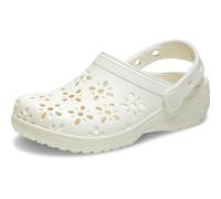 Crocs Unisex-Child Classic Clogs with Floral Cut Out Design, Kids and Toddler Shoes, Chalk, 5 UK