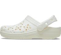 Crocs Unisex-Child Classic Clogs with Floral Cut Out Design, Kids and Toddler Shoes, Chalk, 9 UK Child