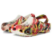 Crocs Unisex-Child Classic Watercolor Marbled Clog K, Varsity Red/Multi Glow in the Dark, 4 Big Kid