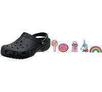 Crocs Unisex Classic Clogs, Black, M4 | W5 UK(37/38 EU) Shoe Charm 5-Pack | Personalize with Jibbitz, Everything Nice, One Size