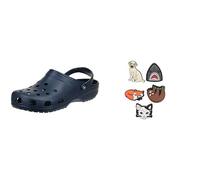 Crocs Unisex Classic Clogs, Navy, 11 UK Men/ 12 UK Women + Jibbitz Shoe Charm 5-Pack | Personalize with Jibbitz for Crocs Animal Lover One-Size