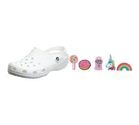 Crocs Unisex Classic Clogs, White, M8 | W9 UK(42/43 EU) Shoe Charm 5-Pack | Personalize with Jibbitz, Everything Nice, One Size