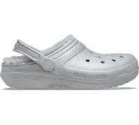 Crocs | Unisex | Classic Fuzz Lined Glitter | Clogs | Silver | W7/M6