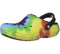 Crocs Unisex Classic Lined Tie-dye Clog Clogs, Multi Black, 12 UK Men/ 13 UK Women