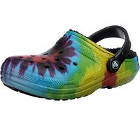 Crocs Unisex Classic Lined Tie-dye Clog Clogs, Multi Black, 3 UK Men/ 4 UK Women