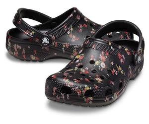 Crocs Unisex Classic Printed Floral Clogs, Black Ditsy, 7 UK