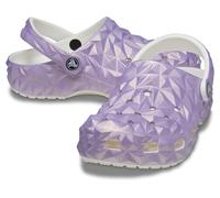 Crocs Unisex Classic Textured Classic Geometric Clog, Black, Iridescent Purple, 5.5 UK