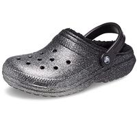 Crocs Unisex Clog,Classic Glitter Lined Clog,Black/Silver, 10 UK Men