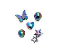 Crocs Unisex Jibbitz Charms, Iridescent Meta 5 Pack
