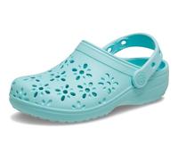 Crocs Girl's Classic Floral Cut Out Clog in Turquoise | Size: Infant 5 Crocs Turquoise Infant 5