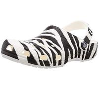 Crocs Unisex Women's and Men's Classic Animal Print Clog Leopard Shoes, White/Zebra Pri, 2 UK