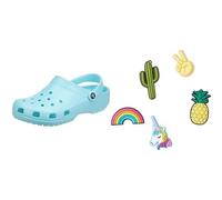 Crocs Unisex's Classic Clog, Ice Blue, 1 UK Men/ 2 UK Women Jibbitz Shoe Charm 5-Pack | Personalize with Jibbitz Fun Trend One-Size