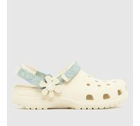 Crocs White & Blue Classic Flower Clog Girls Junior Sandals UK 2 (EU 34)